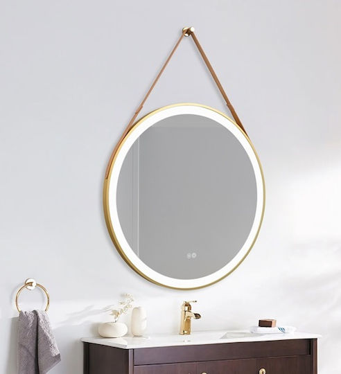 Bathroom Mirror Imanta Led Touch Mirrorlux Selene S-4676g Round Frame Diameter 800mm Gold