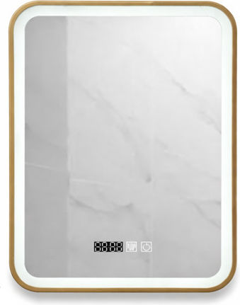 Bathroom Mirror Led Touch Mirrorlux Elora S-4657g Rectangular 800x600mm Gold