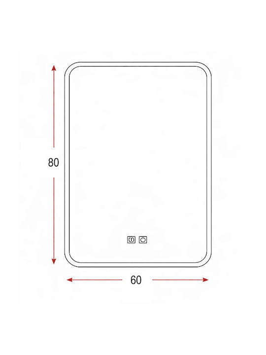 Καθρεφτης Μπανιου Led Αφης Mirrorlux Elora S-4657b Ορθογωνιος 800χ600mm Μαυρος
