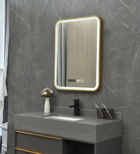 Bathroom Mirror Led Touch Mirrorlux Elora S-4657g Rectangular 800x600mm Gold