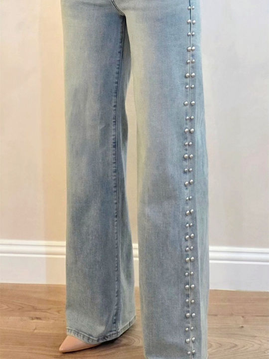 Hochgebirge Damen Jeans Hosen in Breit Bein Stil Grau