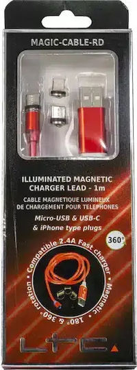 LTC Audio LED USB to Lightning / Type-C / micro USB Cable Μπλε 1m