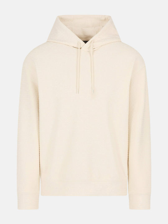 Emporio Armani Мъжки Суитшърт Екрю с Качулка