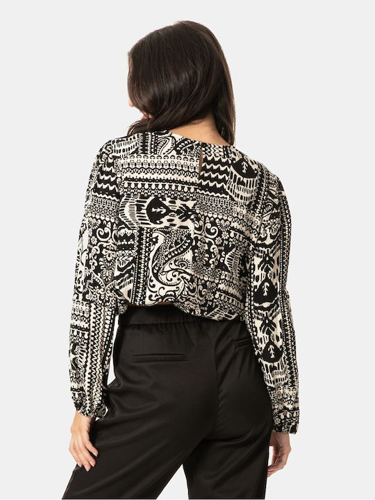 Damen Bluse Schwarz-Weiß