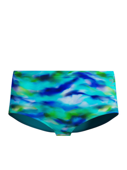 Men's Swimwear Slip Turquoise/Dark Green with Patterns