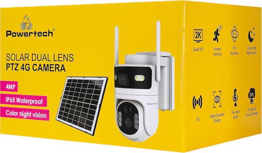 Powertech PT-1547 IP Dual Κάμερα Παρακολούθησης 4G Full HD+ 4MP Αδιάβροχη Μπαταρίας με Αμφίδρομη Επικοινωνία