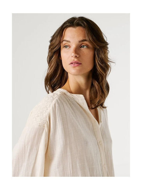 Women's Cotton Long Sleeve Blouse Antique White