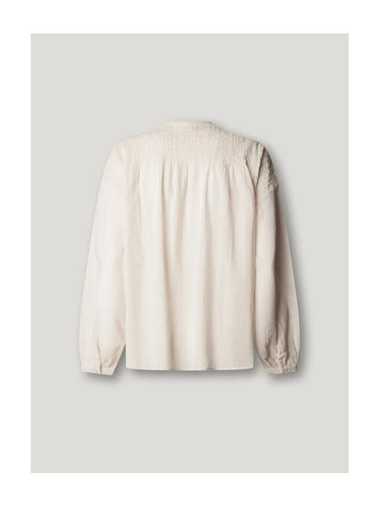 Women's Cotton Long Sleeve Blouse Antique White