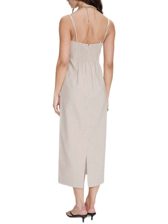 Sommer Midi Damenkleid Beige