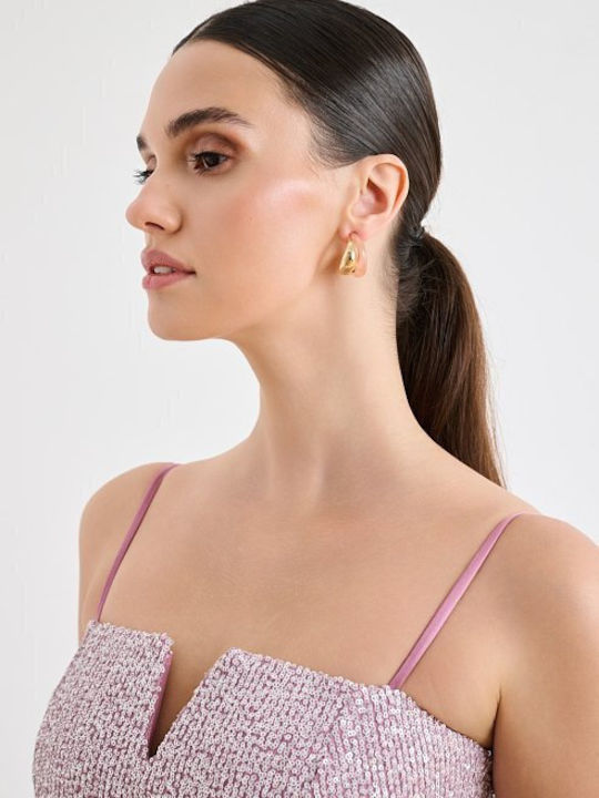Summer Midi Evening Dress with Tearing Pink