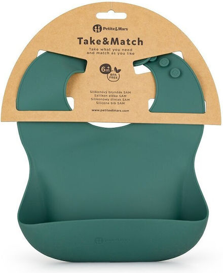 Petite & Mars Babici Pentru Bebeluşi Din Silicon Cu Buzunar Verde Pentru 6 Luni+