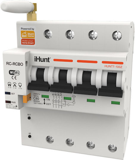 iHunt Vierpoliger Elektrische Schaltpaneel-Druckknopfschalter WiFi 400V 16A