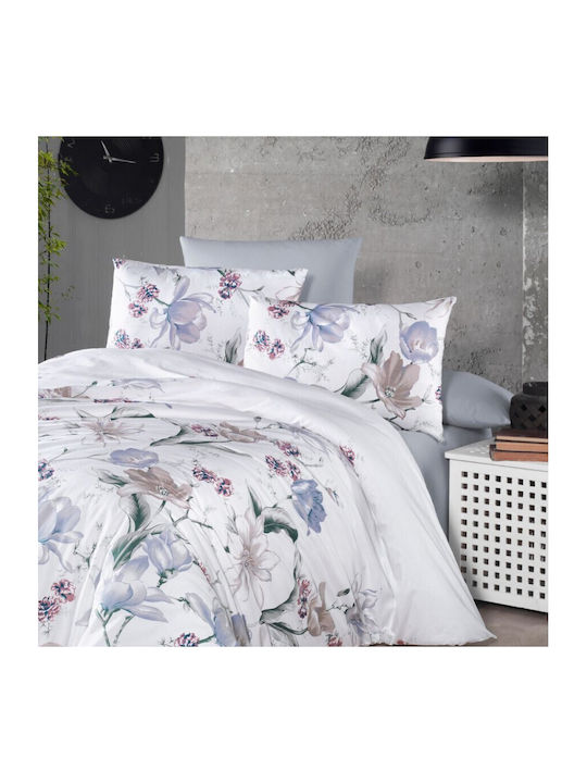 First Choice Set Huse Pentru Pilote 100% Bumbac 200x220cm Dublu Cu 4 Fețe De Pernă & 1 Cearceaf Beige/Gri