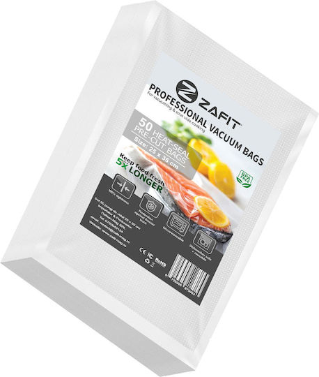 Set 50 Pungi Pentru Sigilarea Vidului Zafit Embosate 25 X 35 Cm Pentru Alimente Reutilizabile Durabile Pentru Sous Vide Mașină De Spălat Fără BPA Transparente