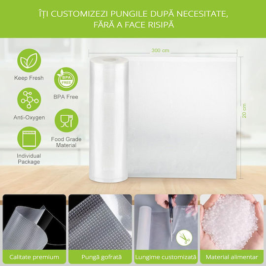 Set 8 Pungi Pentru Sigilarea Vidului Embosate Zafit 20 X 300 Cm Aparat De Sigilat Vid Alimentar Reutilizabile Durabile Sous Vide Sigur Pentru Mașina De Spălat Vase