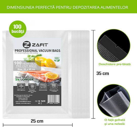 Set 100 Pungi Pentru Sigilarea Vidului Embosate Zafit 25 X 35 Cm Pentru Alimente Sigilatoare Vid Reutilizabile Durabile Sous Vide Mașină De Spălat Fără BPA Transparente