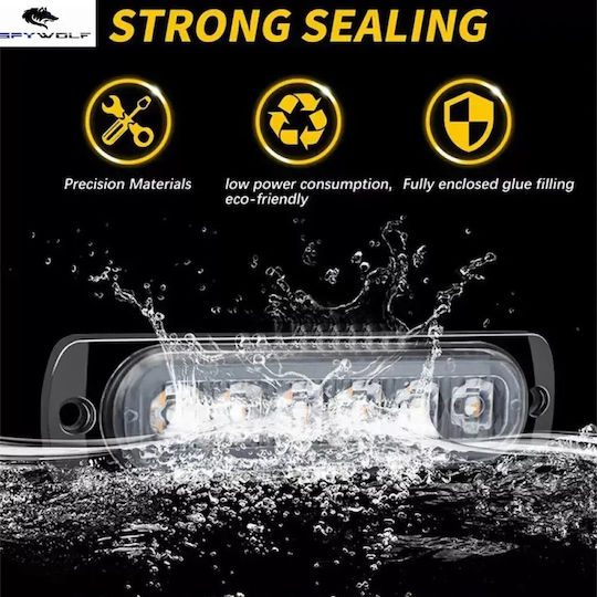 First-Class Led Strobe Φaro Όγκου Κόκκινο 12led 12/24v 6000lm 8 Τεμάχια Tc-351