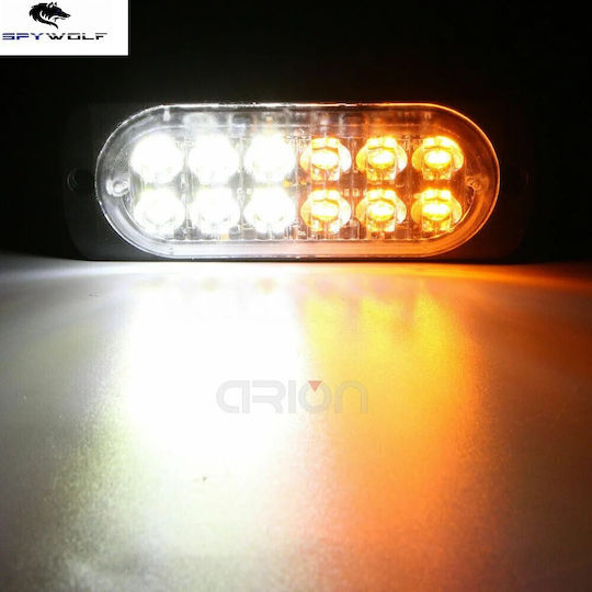 First-Class Led Stroboscop Lumini De Volum Alb-Galben 12led 12/24v 6000lm Tc-359