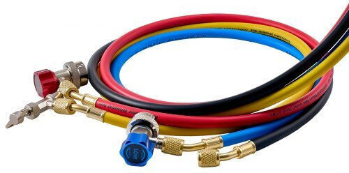 Ac Multiple Inlet Gauge Set Vevor Refrigerant R134a R404a R1234yf R22 Ac 4 Way Gauge Hoses 1.5 M Adapters Quick Couplers Valves Car Air Conditioner Maintenance Charging Evacuation