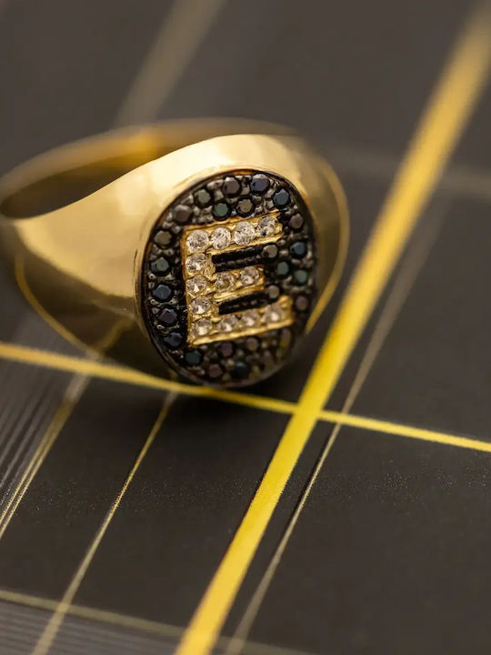 Damen Ritterring mit Zirkon aus 14K Gold