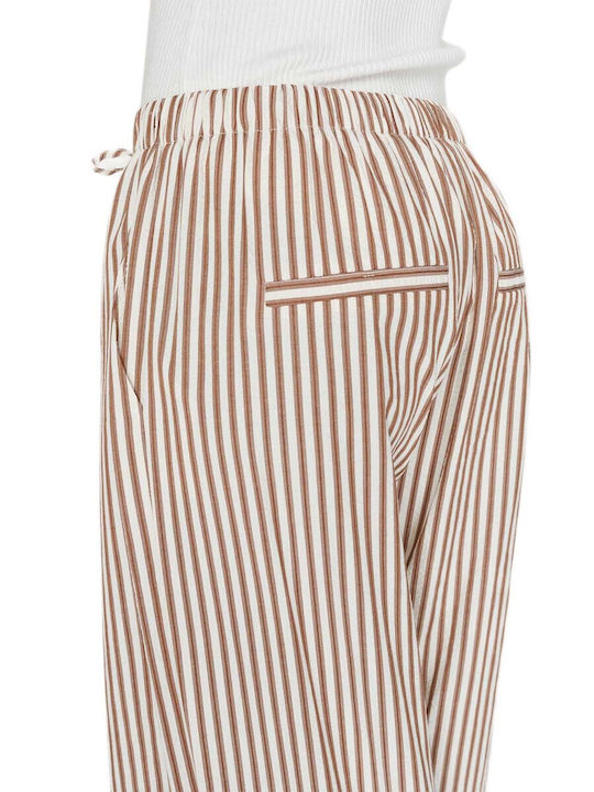 Damenhose mit Gummiband Gestreift Braune