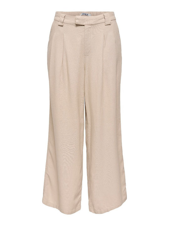 Wide Women's Linen Pantaloons Beige