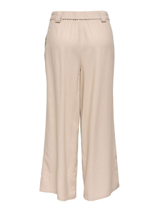 Wide Women's Linen Pantaloons Beige