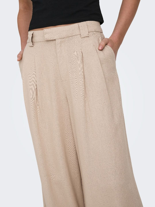 Wide Women's Linen Pantaloons Beige