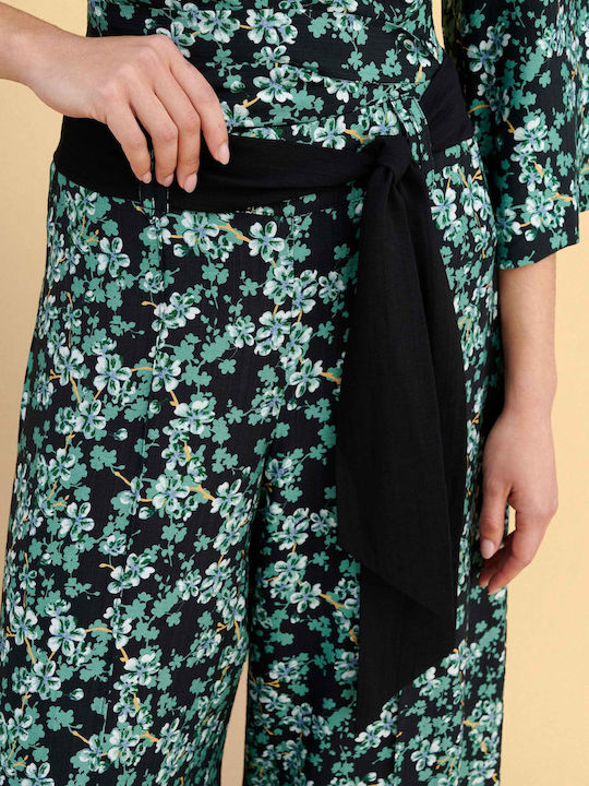 Women's Zip Culottes Floral Green
