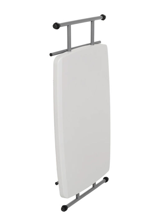 Plastic Auxiliary Garden & Terrace Table for Small Spaces Foldable with Metal Frame White 76.5x50x53cm
