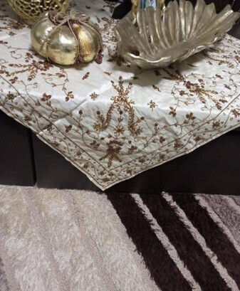 VS Home Set În Carouri cu Broderie Brodat Taffeta