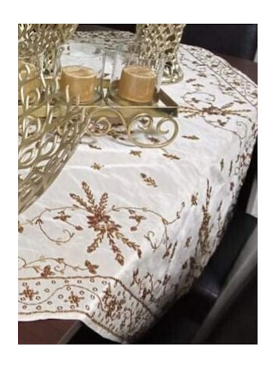 VS Home Καρέ Τραπεζομάντηλο με Κέντημα Σετ Κεντημένος Ταφτάς