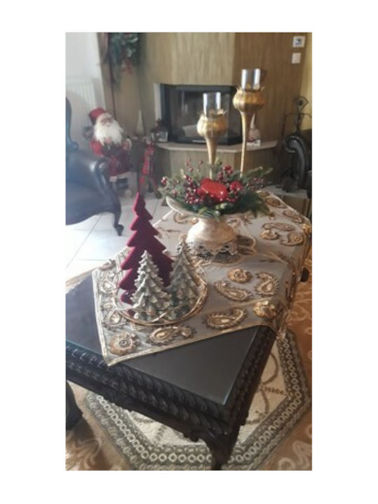 VS Home Καρέ Τραπεζομάντηλο με Κέντημα K464 Καφέ 120x120εκ.
