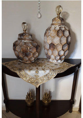 VS Home Fustă Pătrată cu Broderie Set 13buc K353 Ecru 120x120cm