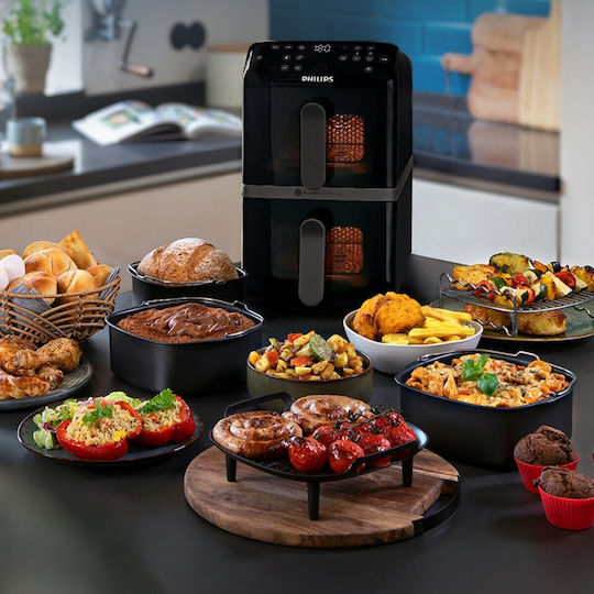 Philips Air Fryer με Διπλό Αποσπώμενο Κάδο 10lt Μαύρο NA460/00