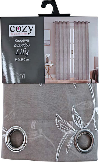 Chios Hellas Vorhang mit Grommet Lily Grau 140x260cm