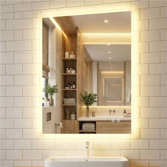 Costway BA8426 Ορθογώνιος Led Αφής 80x60cm Ασημί