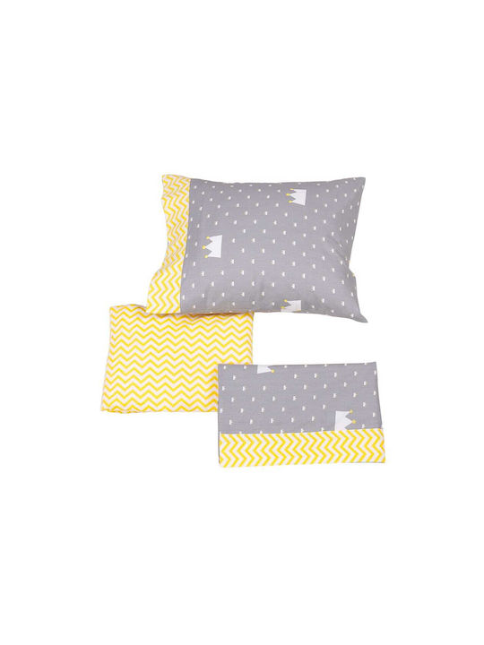 Beauty Home Baby Sheets Set Crib Cotton Satin Fitted Yellow 70x140cm