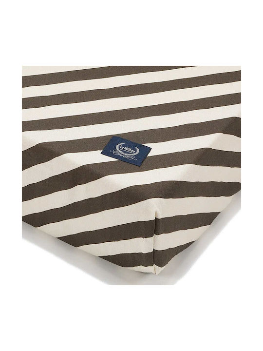 La Millou Lenjerie De Patut Bebe Cu Cauciuc Stripes Maro 70x140cm La Millou Lenjerie De Patut Bebe Cu Cauciuc Stripes Maro 70x140cm