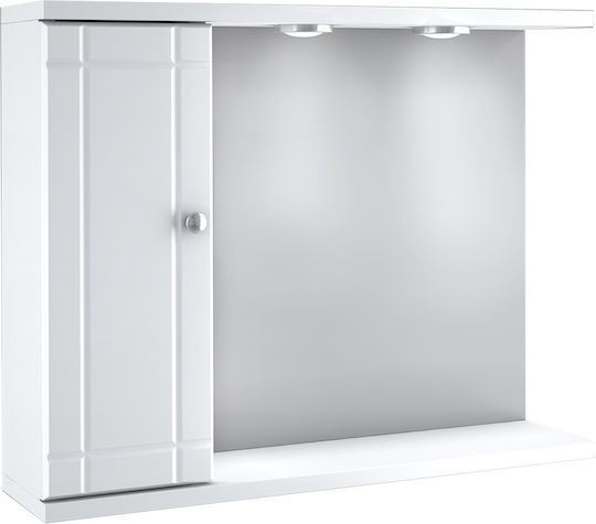 Drop 6KLRR70WH Огледало LED от MDF с шкаф 70x54 см Бяло