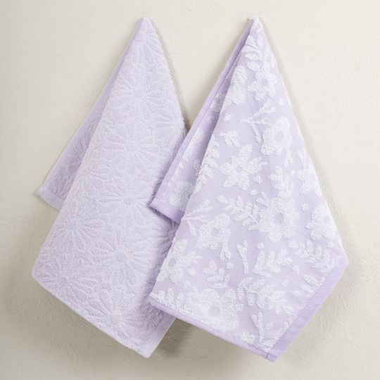 Nima Tägliche Küchentücher aus 100% Baumwolle in Lila Farbe 60x40cm 2 Stück