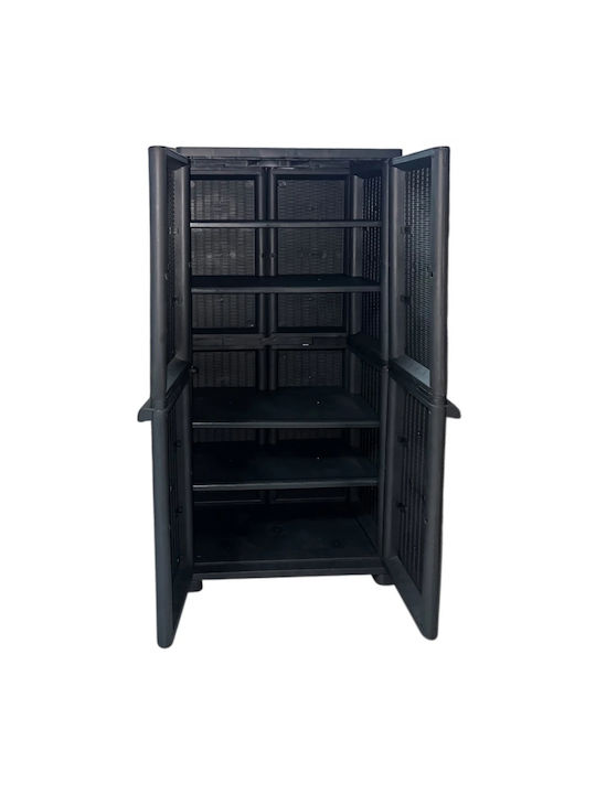Double Door Wardrobe Plastic with 4 Shelves 70x44x173cm