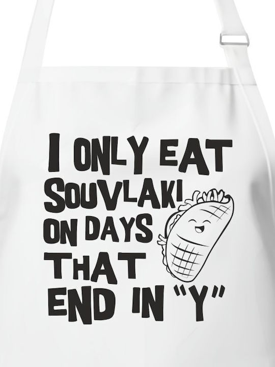 Souvlaki Lover Kitchen Apron White