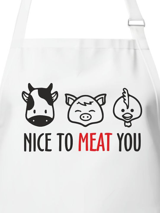 Küchen-Schürze Nice To Meat You Weiß
