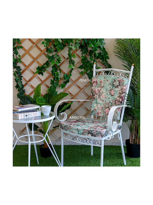 Be Comfy Garden Chair Cushion with Backrest Petrol Floral 45x48cm