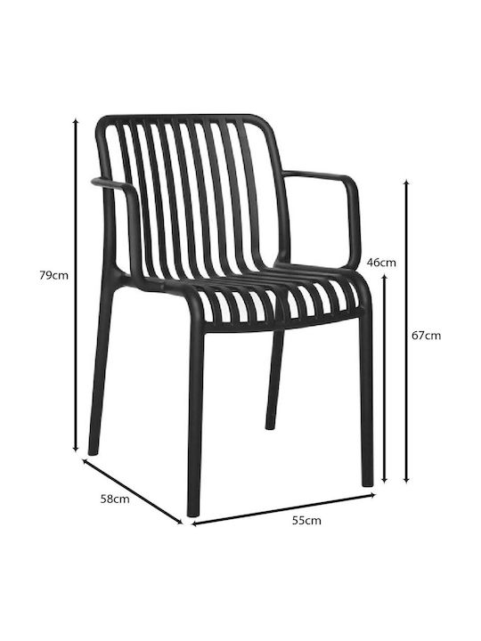 Gartenstühle Polypropylen Moda Schwarz 54x57x80cm