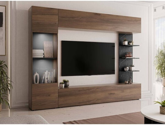 Wohnzimmer TV-Einheit Comfivo 210 Braune mit Vitrine & Beleuchtung