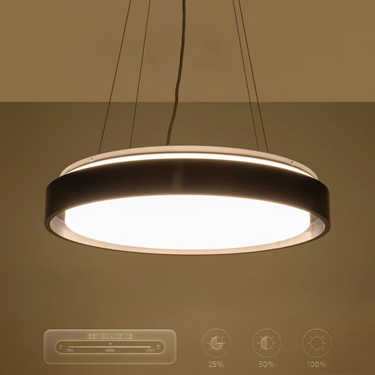 kelvo Barchetta Black LED Pendant Ceiling Light with Adjustable Warm to Cool White Light 48x48cm