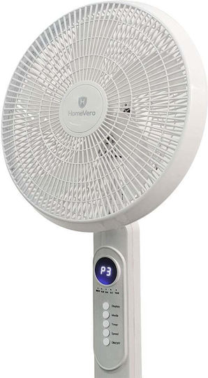 HomeVero Pedestal Fan 45W with 40cm Diameter Remote Control White