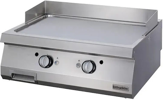Oztiryakiler Πλατώ Ψησίματος Υγραερίου Χρωμίου 80x70x28cm 14kW με Λεία Πλάκα